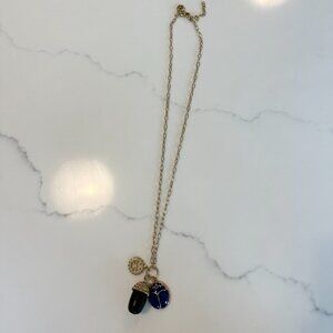 Tory Burch Gold Charm Necklace Logo Acorn Beetle